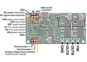Simple High-Power Motor Controller 18v25 or 24v23 pinout and key components